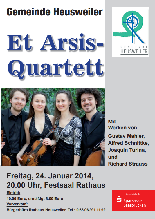 Konzert mit dem "Et Arsis-Quartett - Reihe "Heusweiler Rathaus Konzerte 2014"