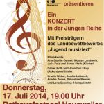 Drittes Konzert in der „Jungen Reihe“ mit Preisträgern des Landeswettbewerbs "Judend musiziert"