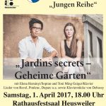 Jardins secrets – geheime Gärten“ - Ein Konzertabend mit Elena Harsányi / Sopran und Toni Ming Geiger / Klavier