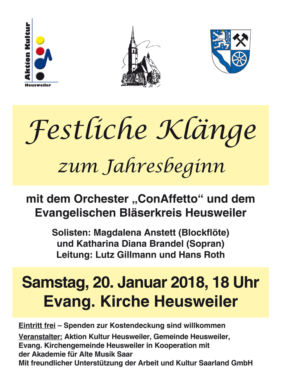 Festliche Klänge zum Jahresbeginn mit „ConAffetto“ und dem Evangelischen Bläserkreis Heusweiler