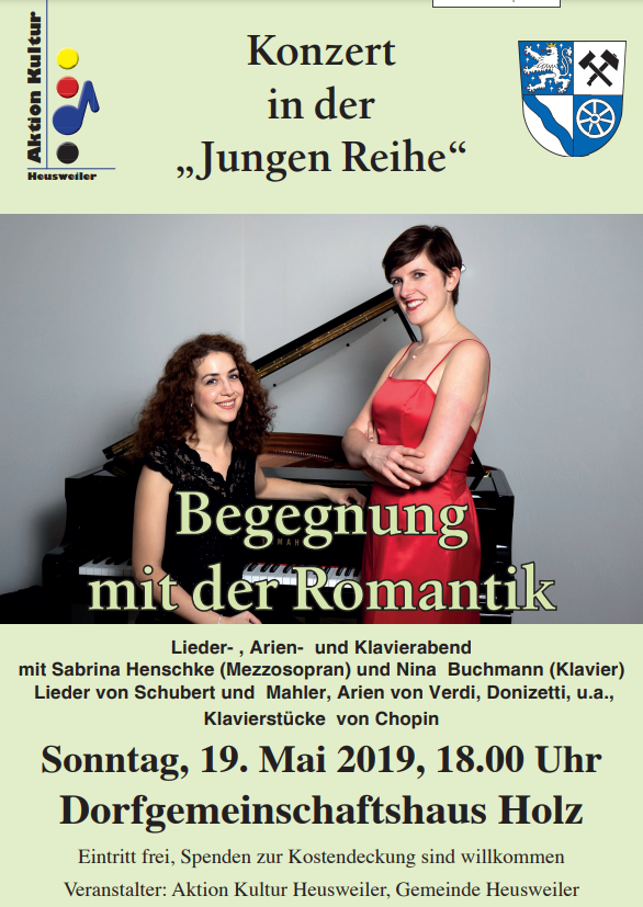 Begegnung mit der Romantik II mit Sabrina Henschke (Mezzosopran) und Nina Buchmann(Klavier)